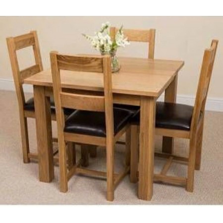 Square 90cm : Bàn Ăn Gỗ Sồi Vuông 90cm + 4 Ghế ( 2N - Mặt Nệm PU )